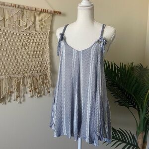 Free People Blue & White Tie-Strap Top